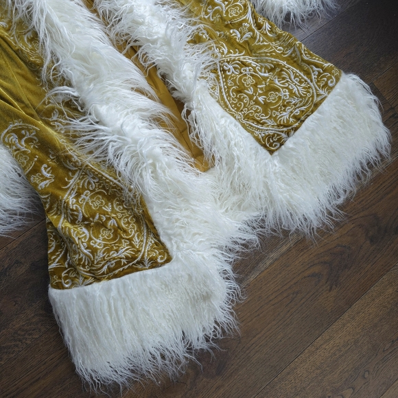 Free People Moon Glow Velvet Embroidered Penny Lane Fur Coat - Picture 6 of 12